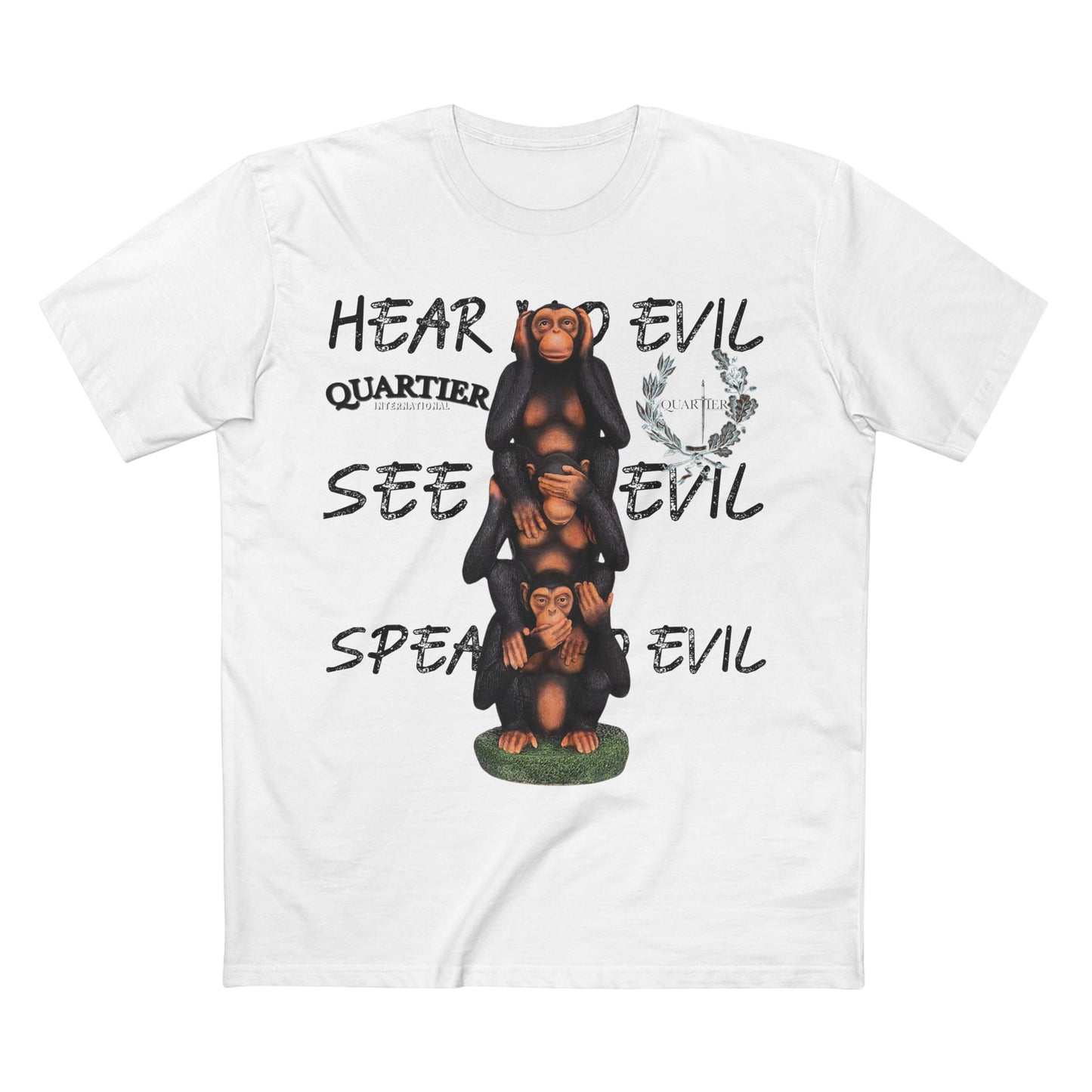 Hear No Evil See No Evil Speak No Evil T-Shirt — Quarter Emblem Graphic Tee
