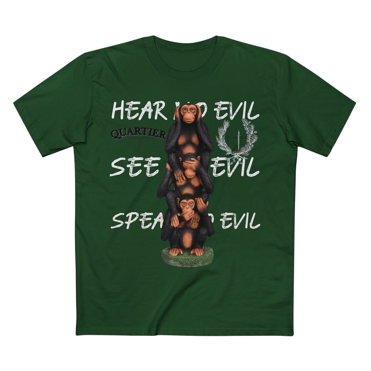Hear No Evil See No Evil Speak No Evil T-Shirt — Quarter Emblem Graphic Tee