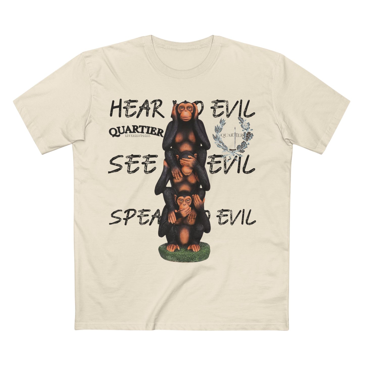 Hear No Evil See No Evil Speak No Evil T-Shirt — Quarter Emblem Graphic Tee