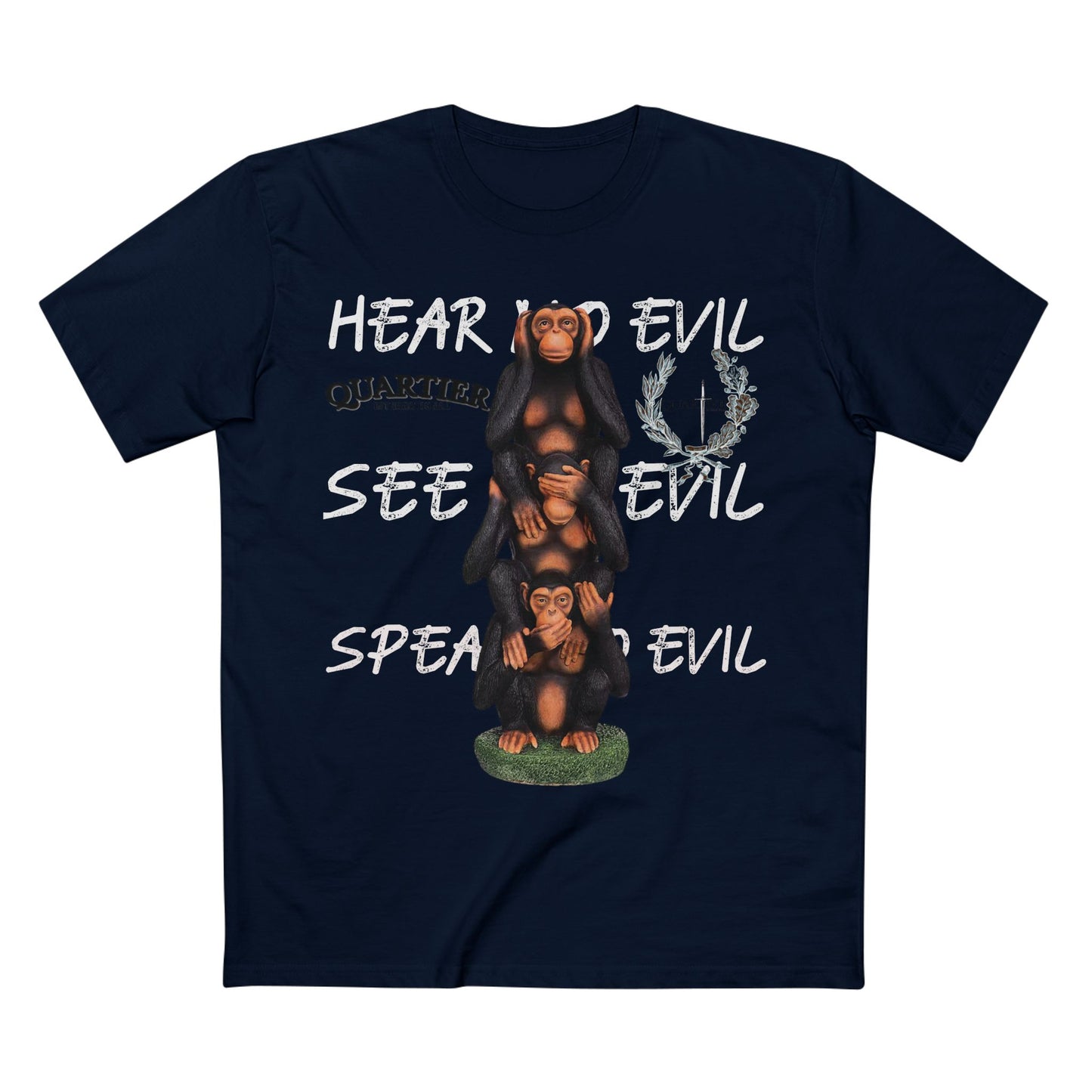 Hear No Evil See No Evil Speak No Evil T-Shirt — Quarter Emblem Graphic Tee