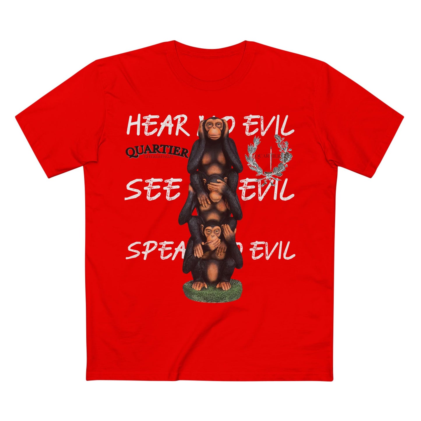 Hear No Evil See No Evil Speak No Evil T-Shirt — Quarter Emblem Graphic Tee