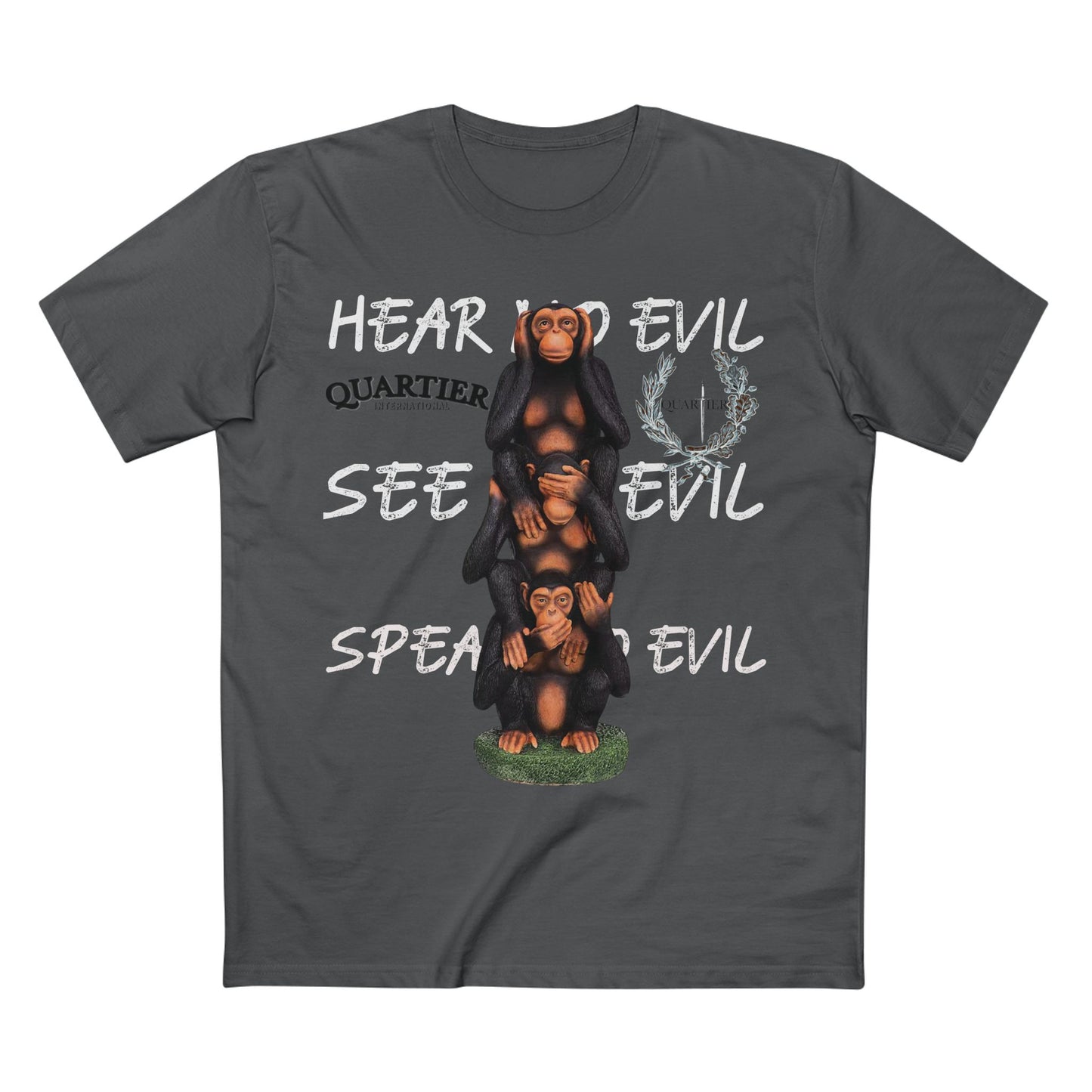 Hear No Evil See No Evil Speak No Evil T-Shirt — Quarter Emblem Graphic Tee